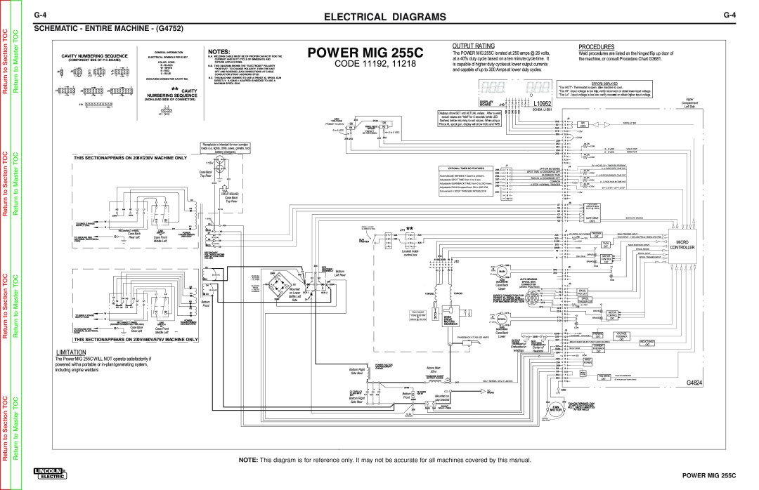 Lincoln Electric SVM170-A service manual SCHEMATIC - ENTIRE MACHINE - G4752, Electrical Diagrams, Return to Section TOC 