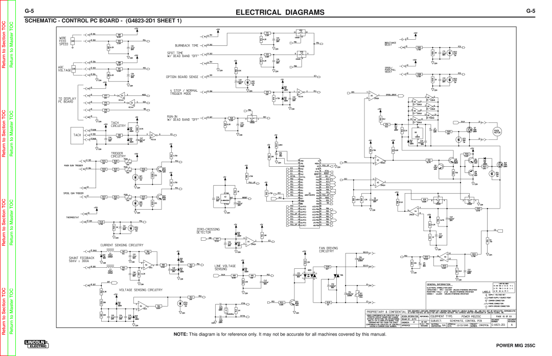 Lincoln Electric SVM170-A SCHEMATIC - CONTROL PC BOARD - G4823-2D1 SHEET, Electrical Diagrams, Return to Section TOC 