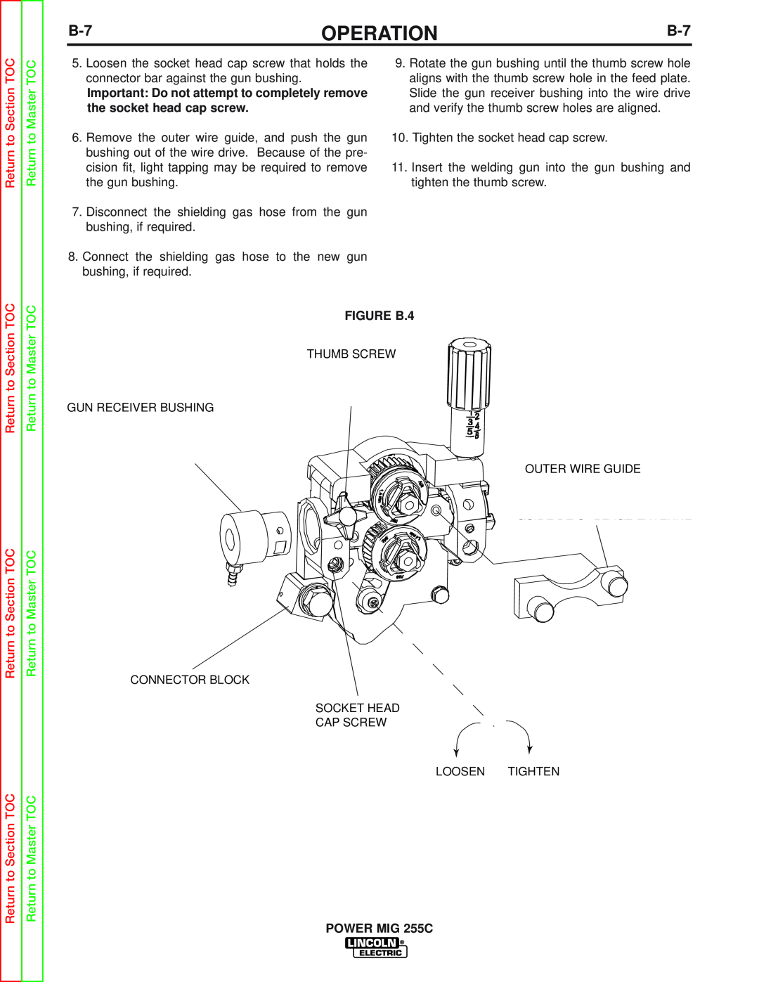 Lincoln Electric SVM170-A service manual Operation, Return to Master TOC, Return to Section TOC 