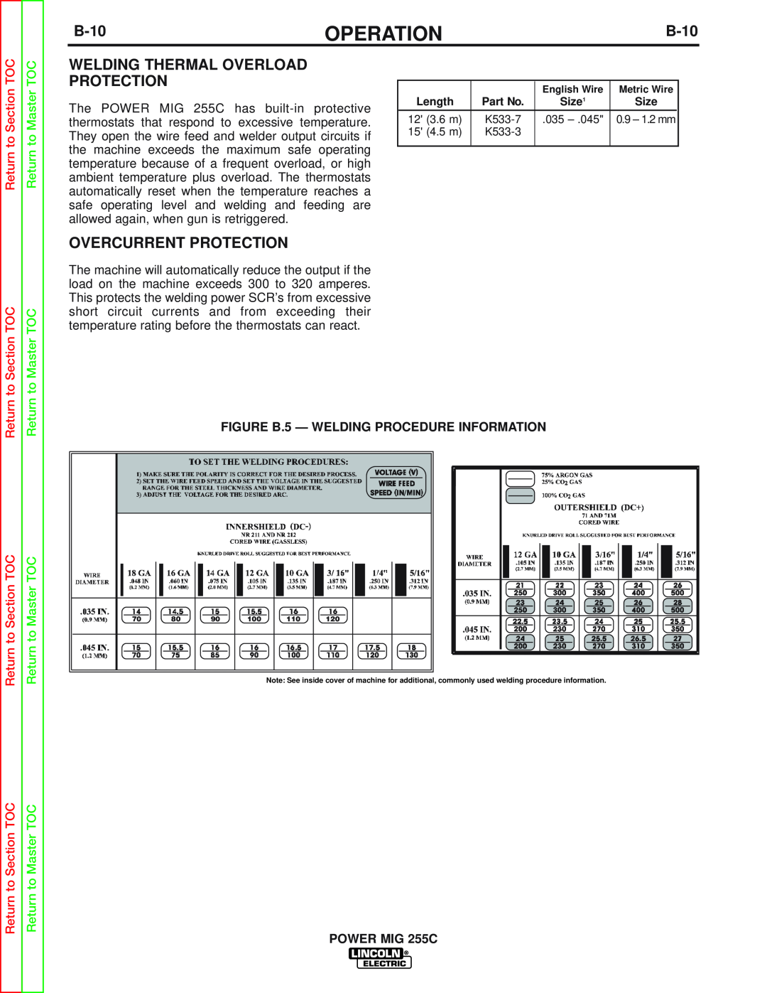 Lincoln Electric SVM170-A service manual B-10, Welding Thermal Overload Protection, Overcurrent Protection, Operation 