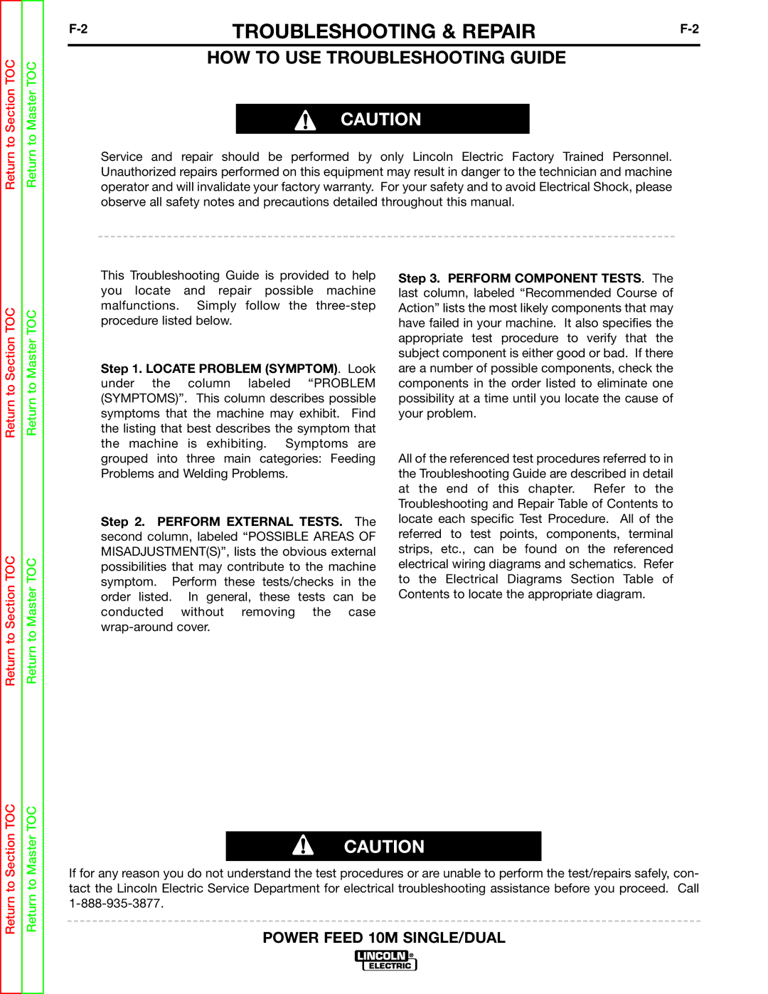 Lincoln Electric SVM172-A service manual Troubleshooting & Repair, HOW to USE Troubleshooting Guide 