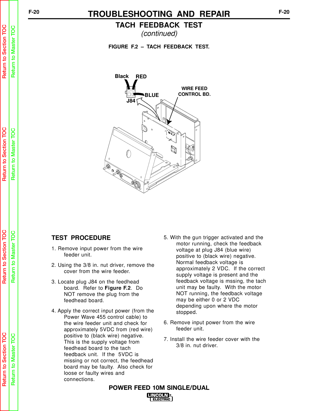 Lincoln Electric SVM172-A service manual Test Procedure, Black RED, Blue, J84 