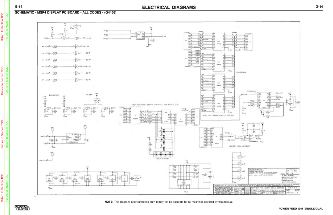 Lincoln Electric SVM172-A service manual Schematic MSP4 Display PC Board ALL Codes G4456 