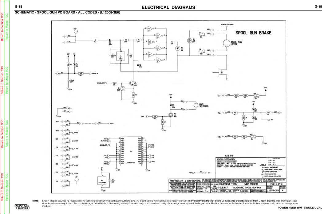 Lincoln Electric SVM172-A service manual Schematic Spool GUN PC Board ALL Codes L12008-3E0 