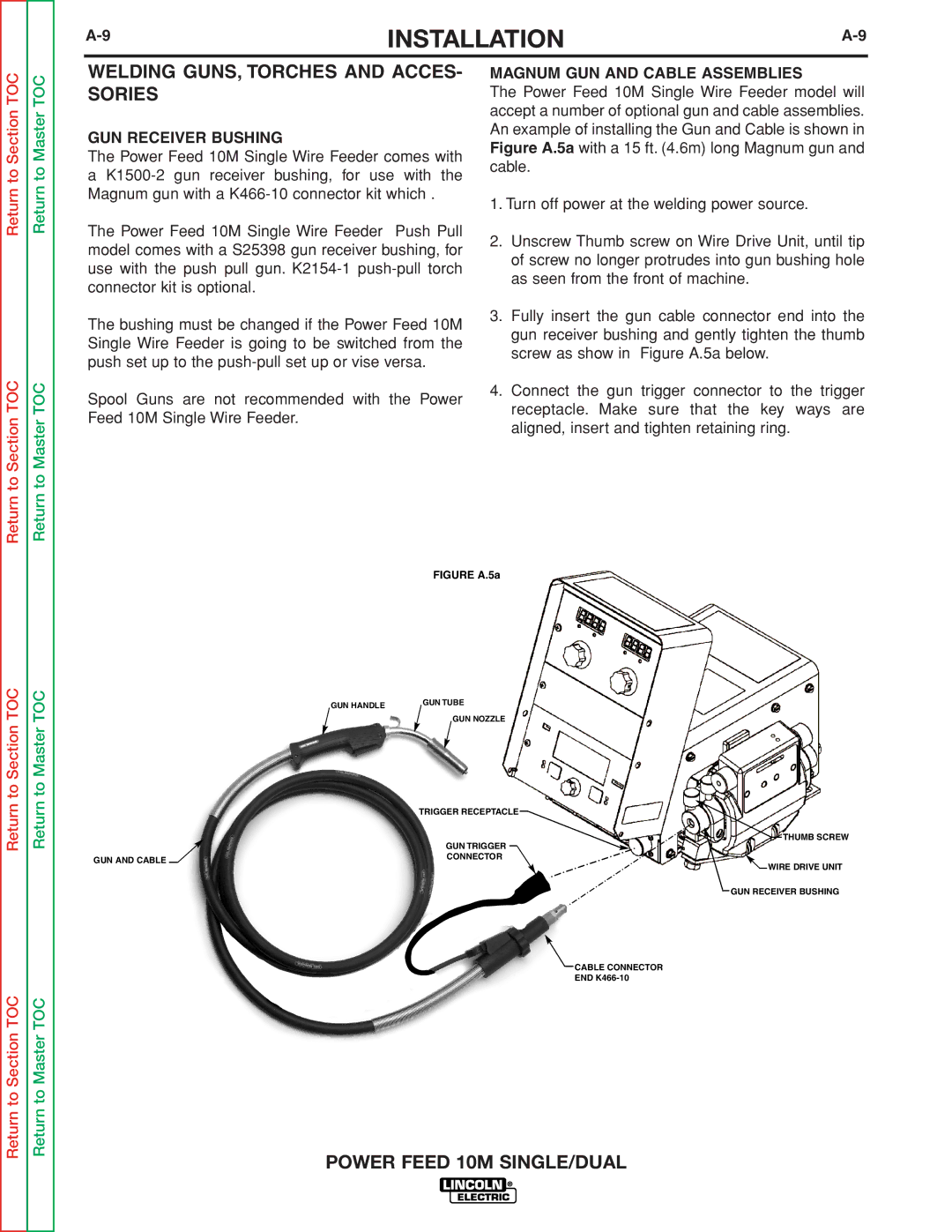 Lincoln Electric SVM172-A service manual Welding GUNS, Torches and ACCES- Sories, GUN Receiver Bushing 