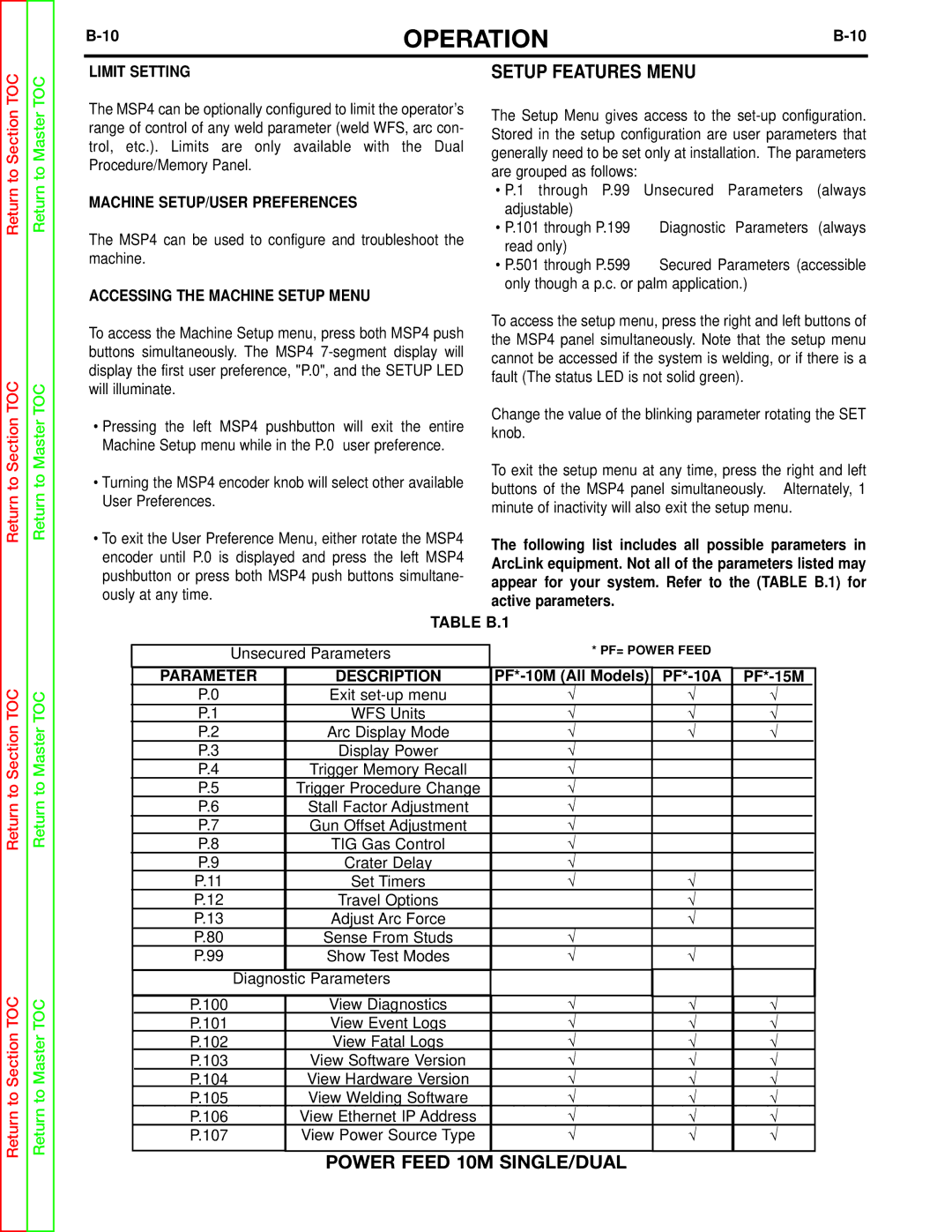 Lincoln Electric SVM172-A service manual Setup Features Menu 