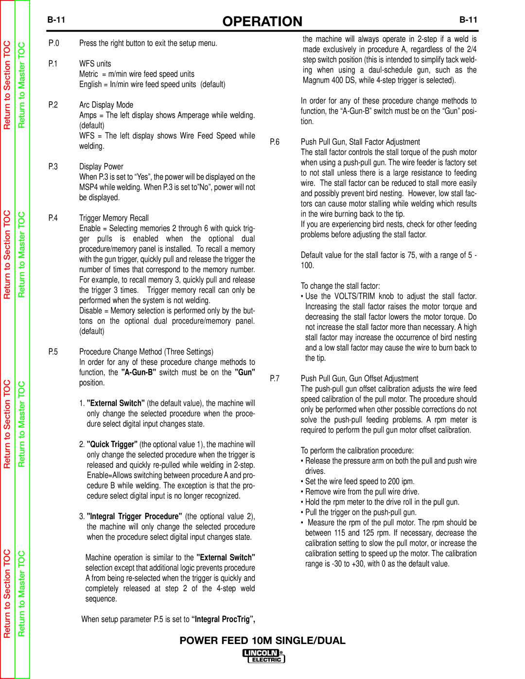 Lincoln Electric SVM172-A service manual Return 