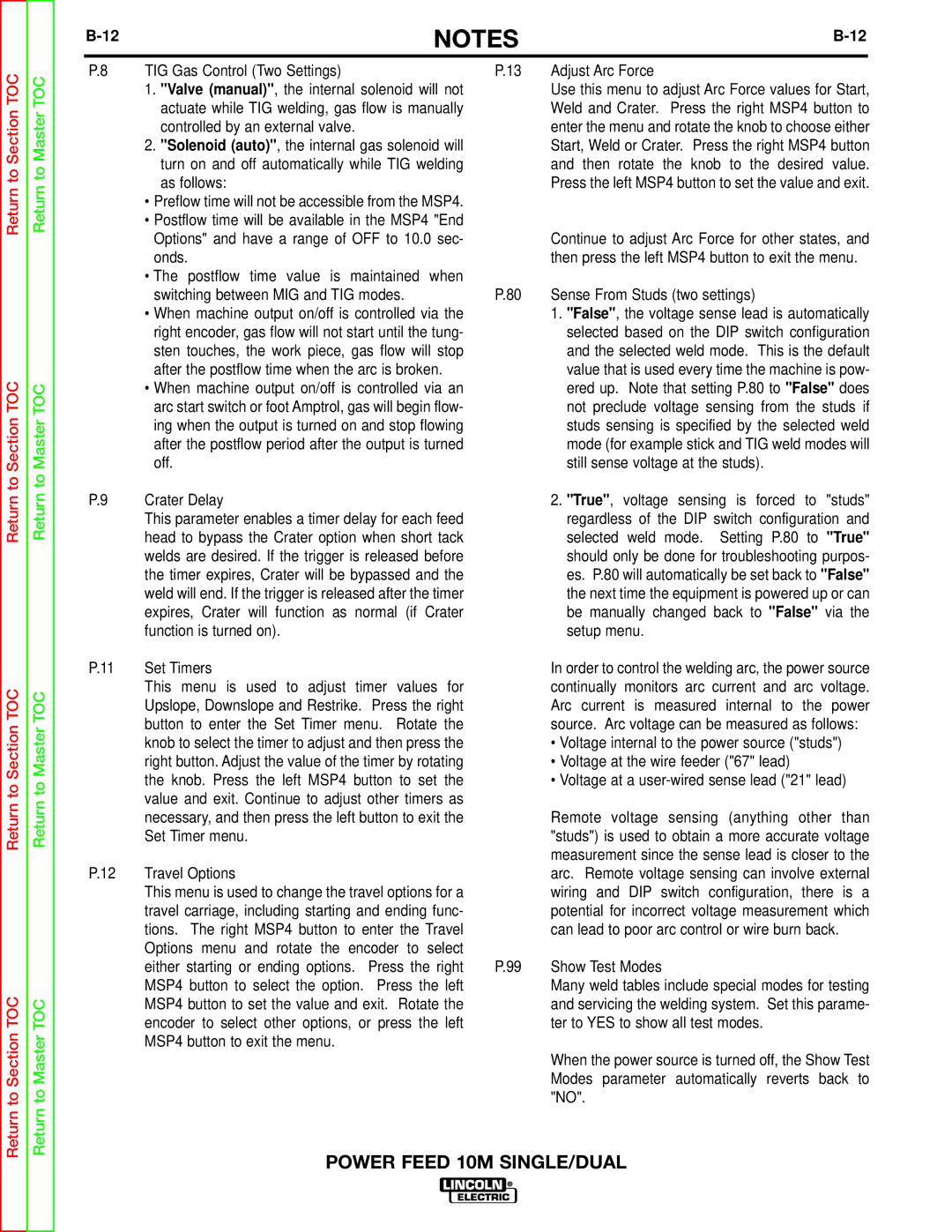 Lincoln Electric SVM172-A service manual Actuate while TIG welding, gas flow is manually 