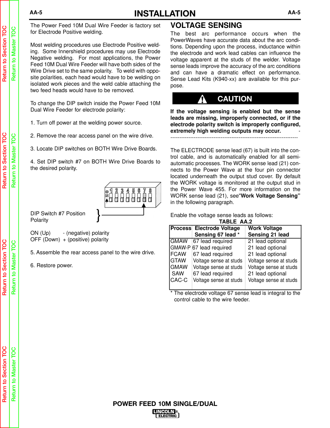 Lincoln Electric SVM172-A service manual AA-5, Extremely high welding outputs may occur 