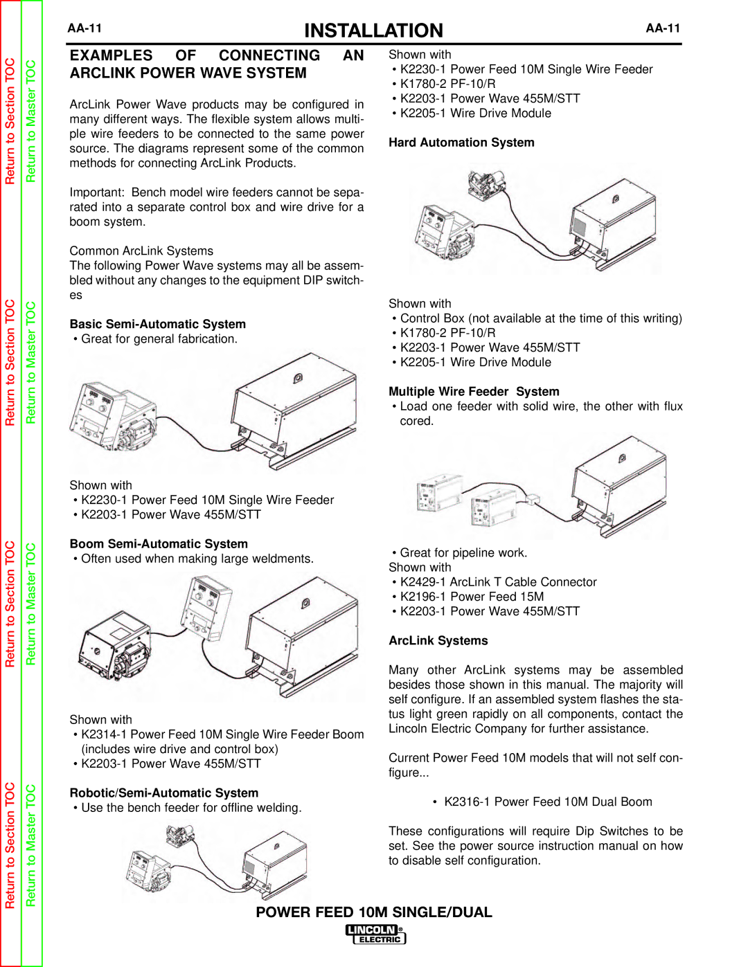 Lincoln Electric SVM172-A service manual Examples of Connecting AN Arclink Power Wave System, AA-11, Hard Automation System 