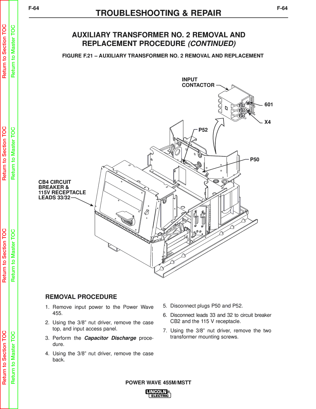 Lincoln Electric SVM173-A service manual CB4 Circuit Breaker 115V Receptacle Leads 33/32 