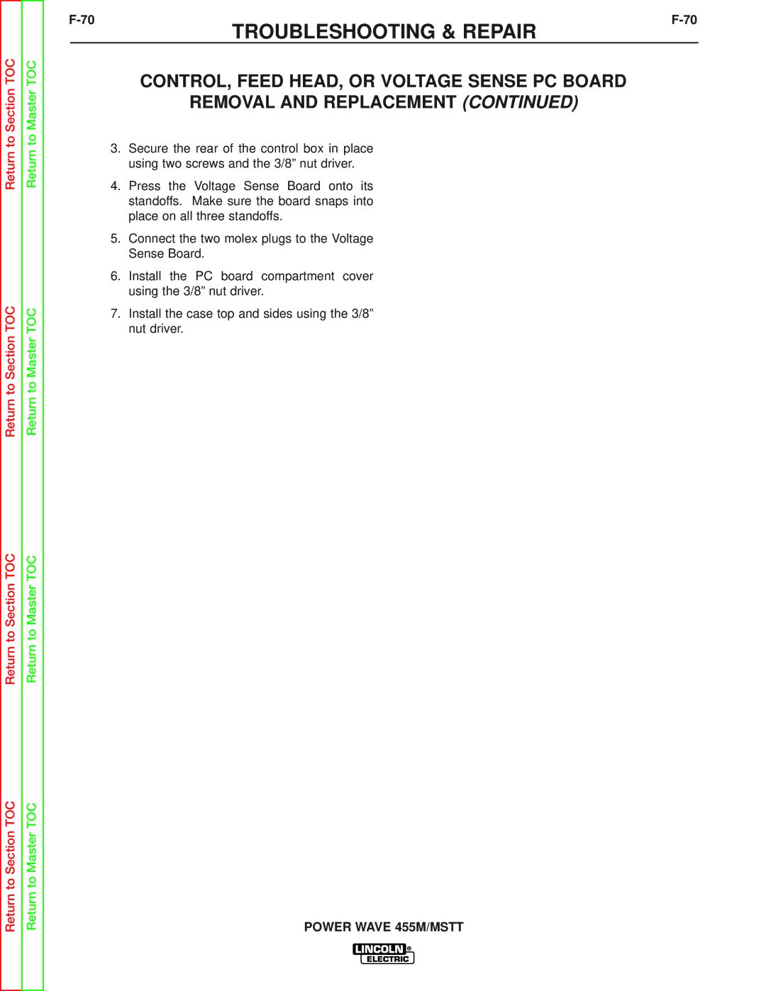 Lincoln Electric SVM173-A service manual Troubleshooting & Repair 