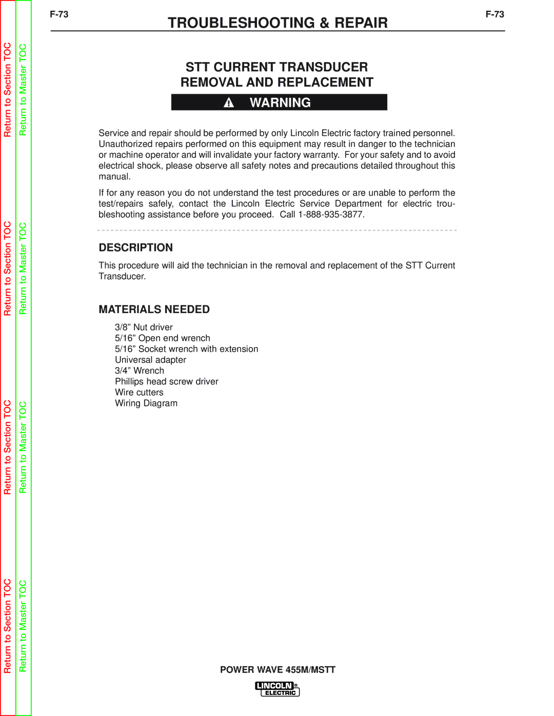 Lincoln Electric SVM173-A service manual STT Current Transducer Removal and Replacement 