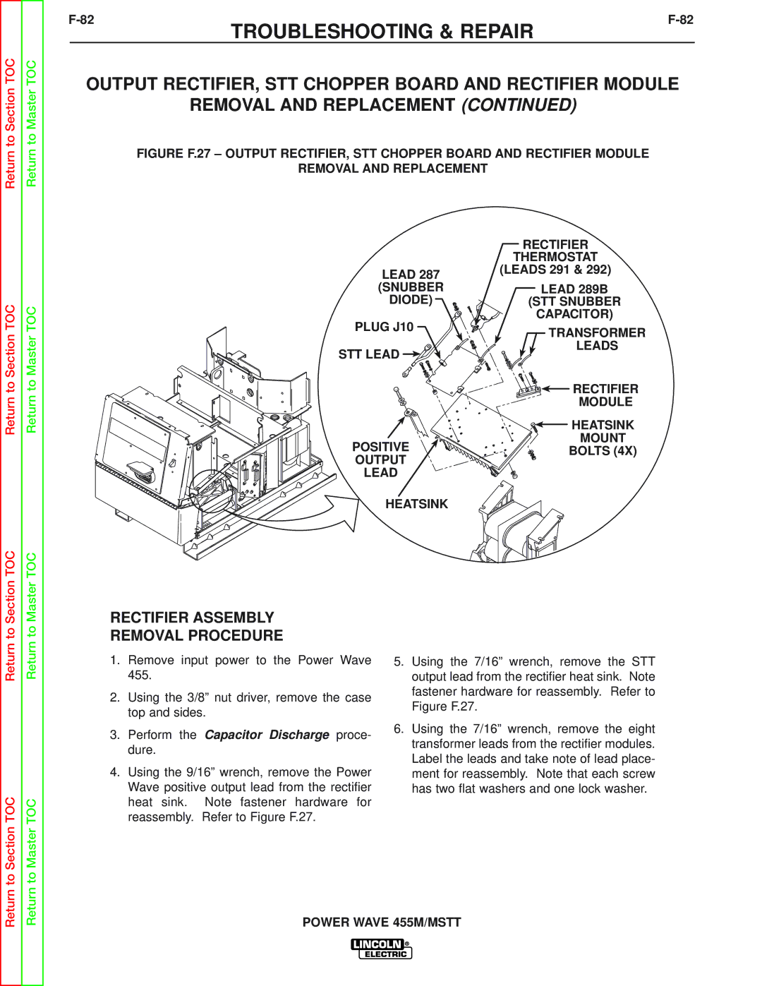 Lincoln Electric SVM173-A service manual Rectifier Assembly Removal Procedure 