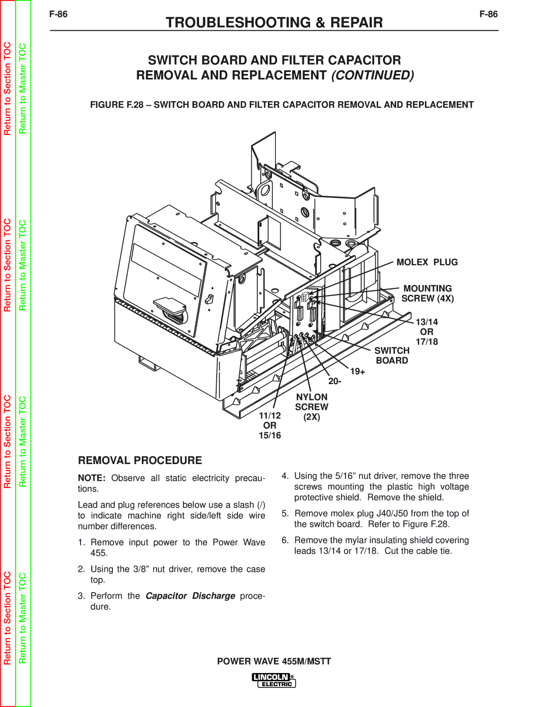 Lincoln Electric SVM173-A service manual Switch Board 