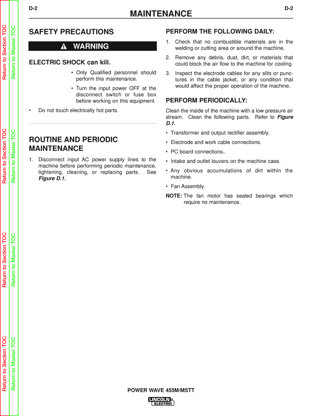 Lincoln Electric SVM173-A service manual Routine and Periodic Maintenance 