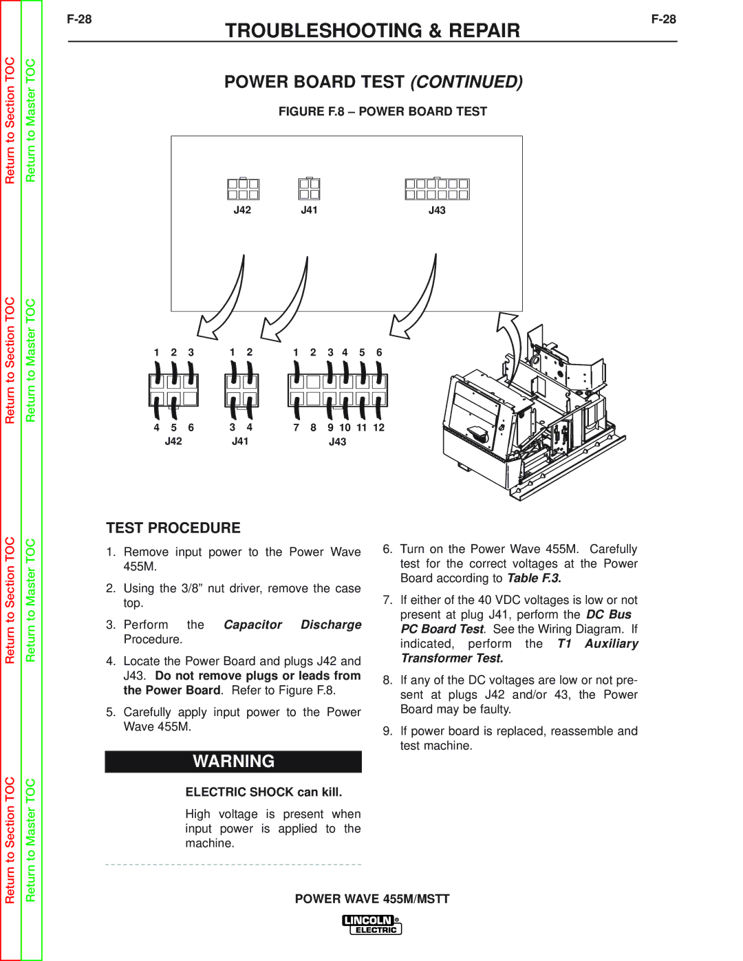 Lincoln Electric SVM173-A service manual Figure F.8 Power Board Test 