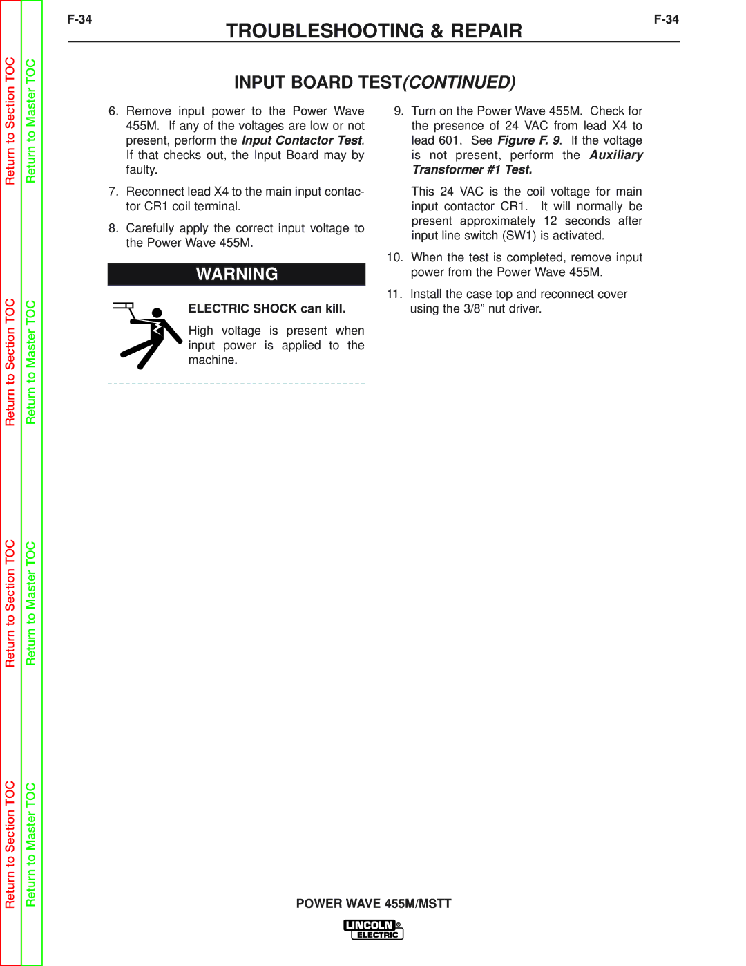 Lincoln Electric SVM173-A service manual Transformer #1 Test 