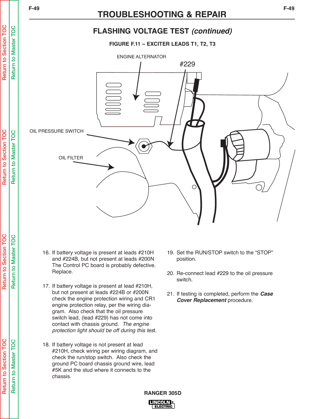 Lincoln Electric SVM175-A service manual 49TROUBLESHOOTING & REPAIRF-49, Flashing Voltage Test 