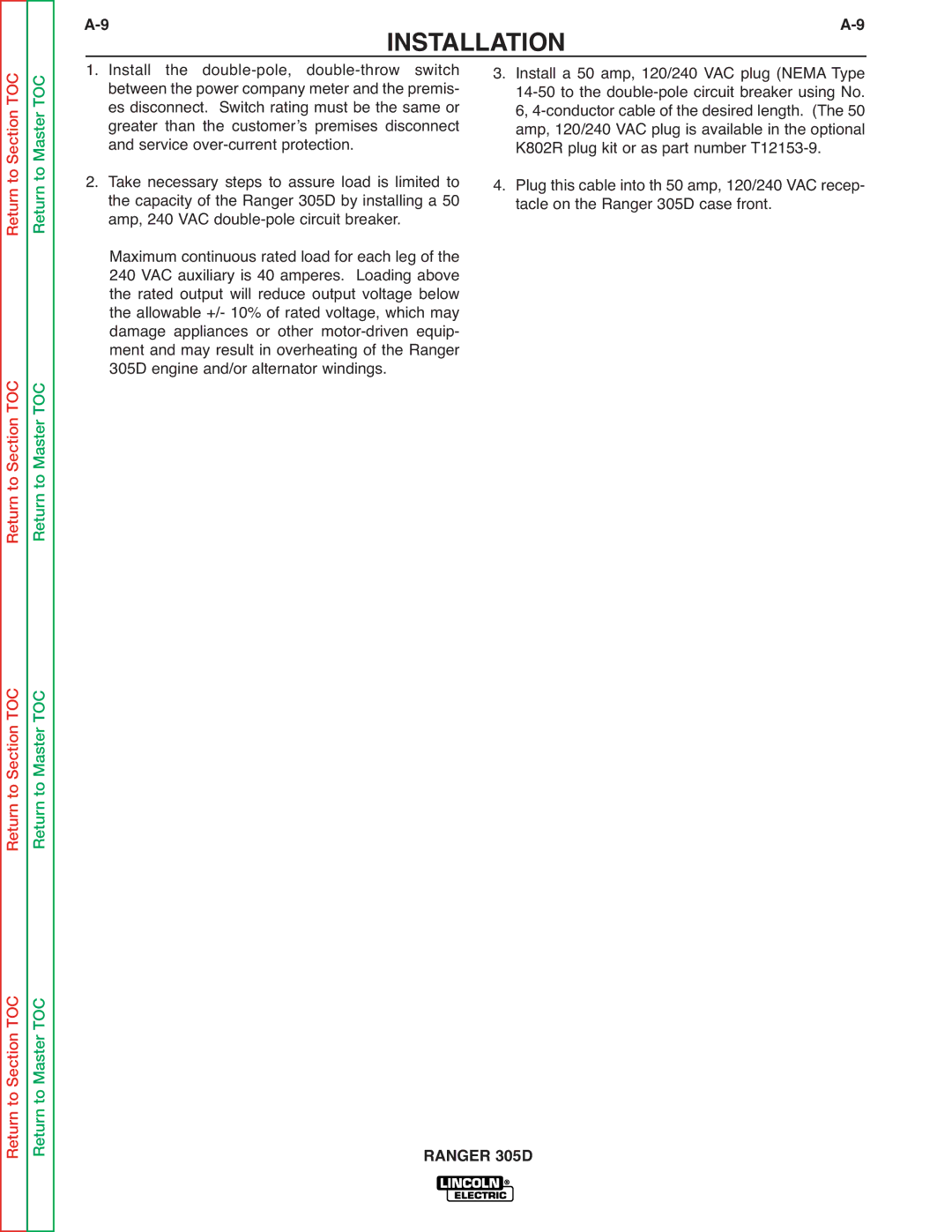 Lincoln Electric SVM175-A service manual Installation 