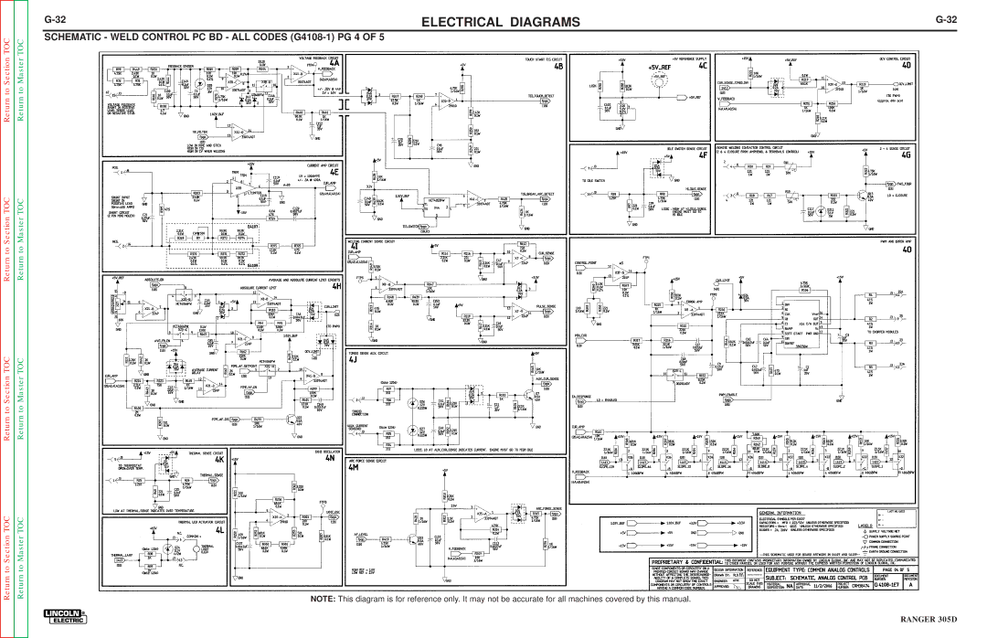 Lincoln Electric SVM175-A service manual Schematic Weld Control PC BD ALL Codes G4108-1 PG 4 