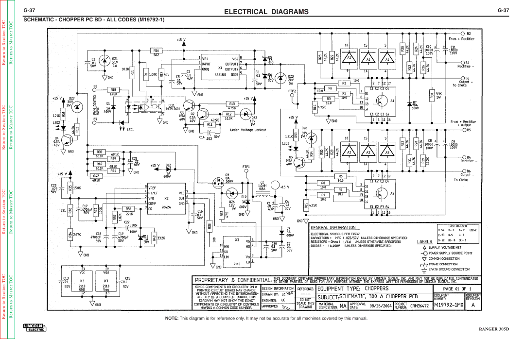 Lincoln Electric SVM175-A service manual Schematic Chopper PC BD ALL Codes M19792-1 