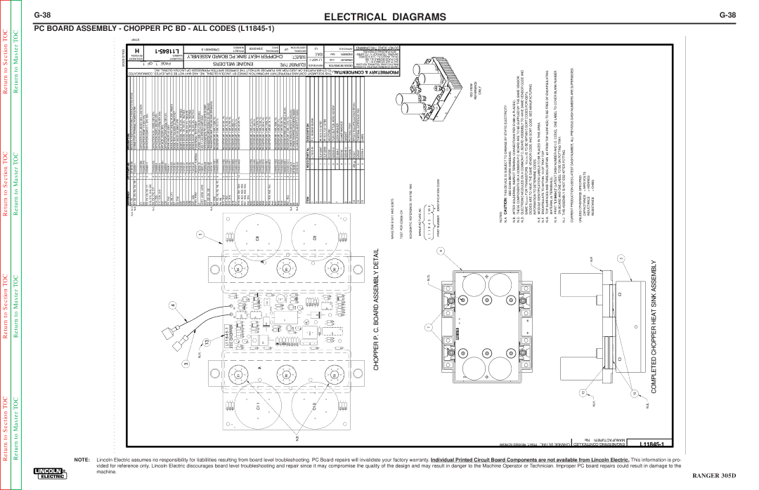 Lincoln Electric SVM175-A service manual PC Board Assembly Chopper PC BD ALL Codes L11845-1, 54811L 