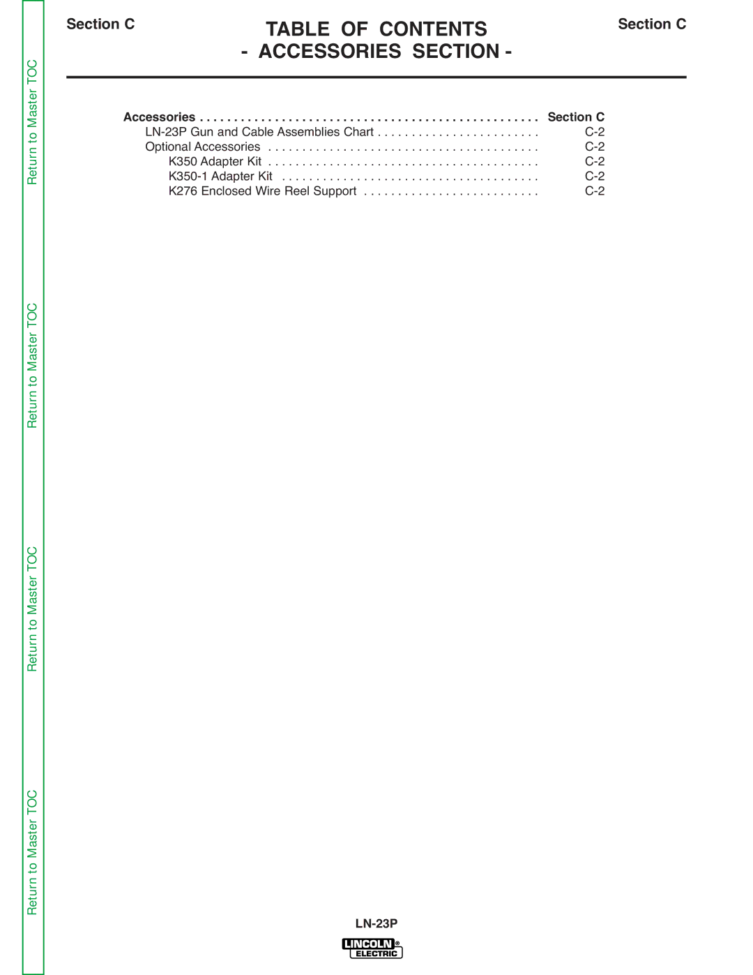 Lincoln Electric SVM176-A service manual Accessories Section C 