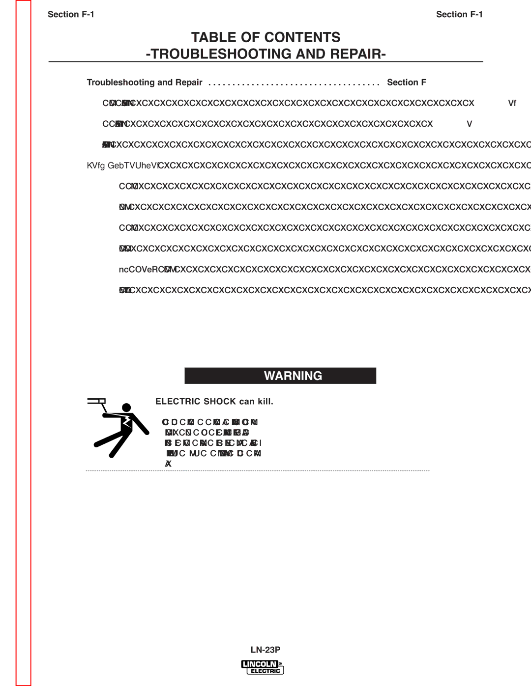 Lincoln Electric SVM176-A service manual Section F-1, Troubleshooting and Repair Section F 