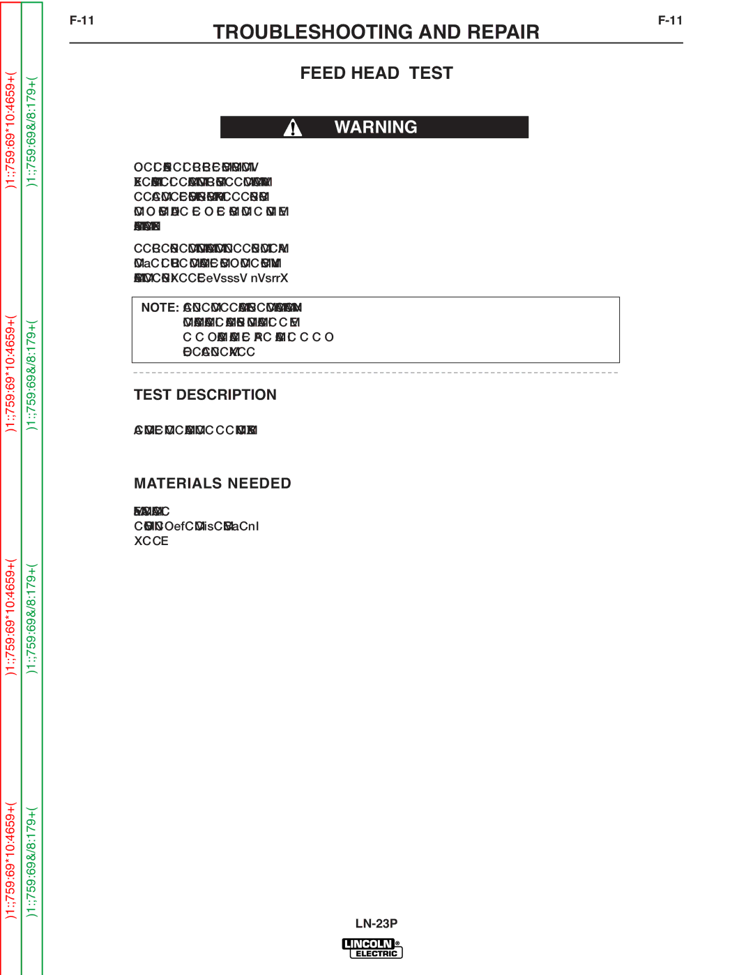 Lincoln Electric SVM176-A service manual Feed Head Test 