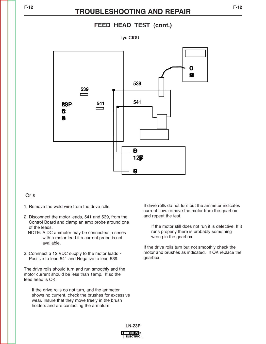 Lincoln Electric SVM176-A service manual 12TROUBLESHOOTING and REPAIRF-12, Feed Head Test 