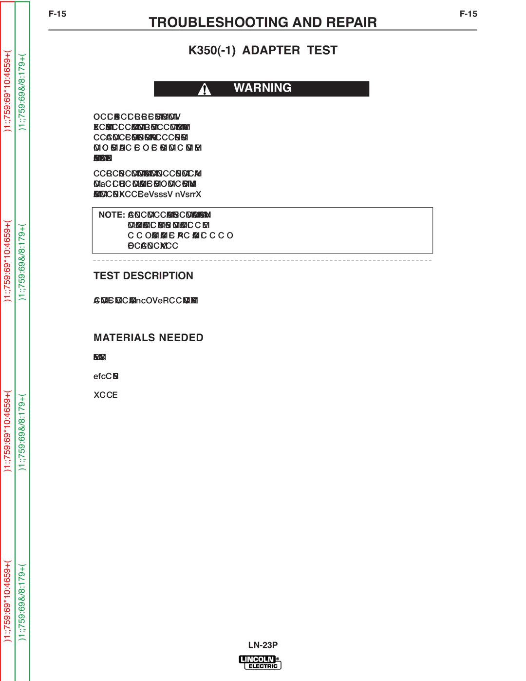 Lincoln Electric SVM176-A service manual K350-1 Adapter Test 