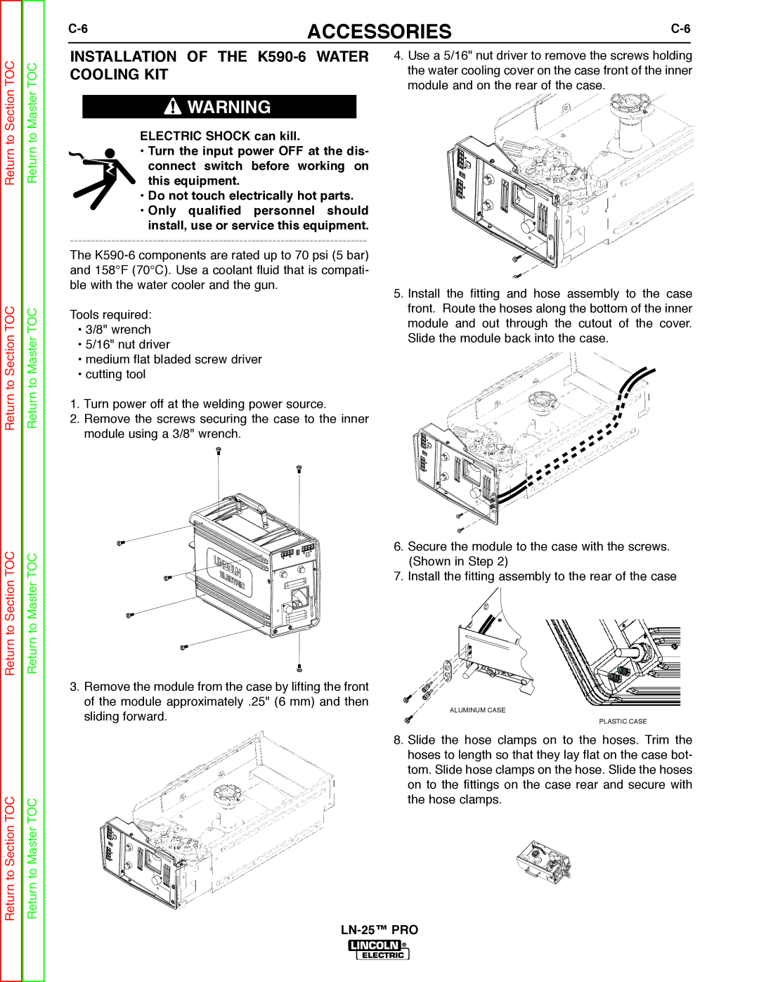 Lincoln Electric SVM179-B service manual Installation of the K590-6 Water Cooling KIT 