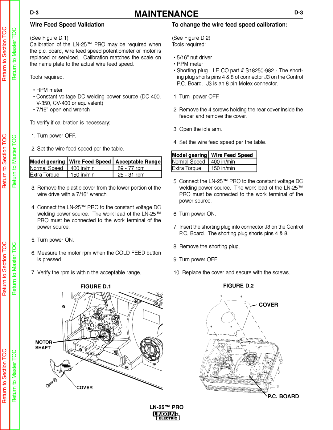 Lincoln Electric SVM179-B service manual Wire Feed Speed, Cover, Board 