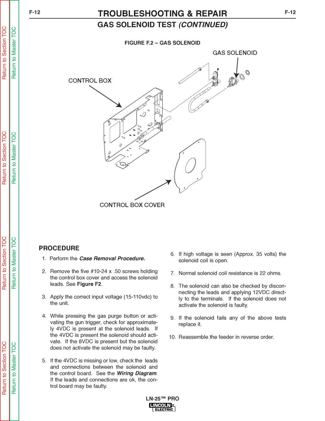 Lincoln Electric SVM179-B service manual GAS Solenoid Control BOX Control BOX Cover 