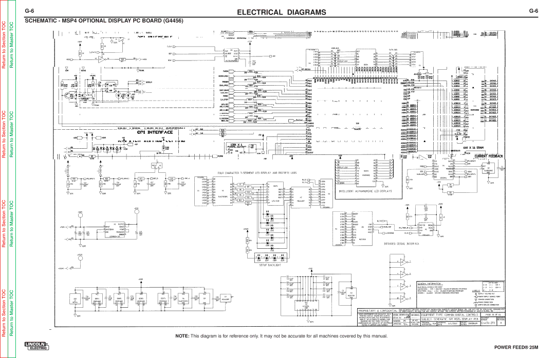 Lincoln Electric SVM185-A service manual Schematic MSP4 Optional Display PC Board G4456 