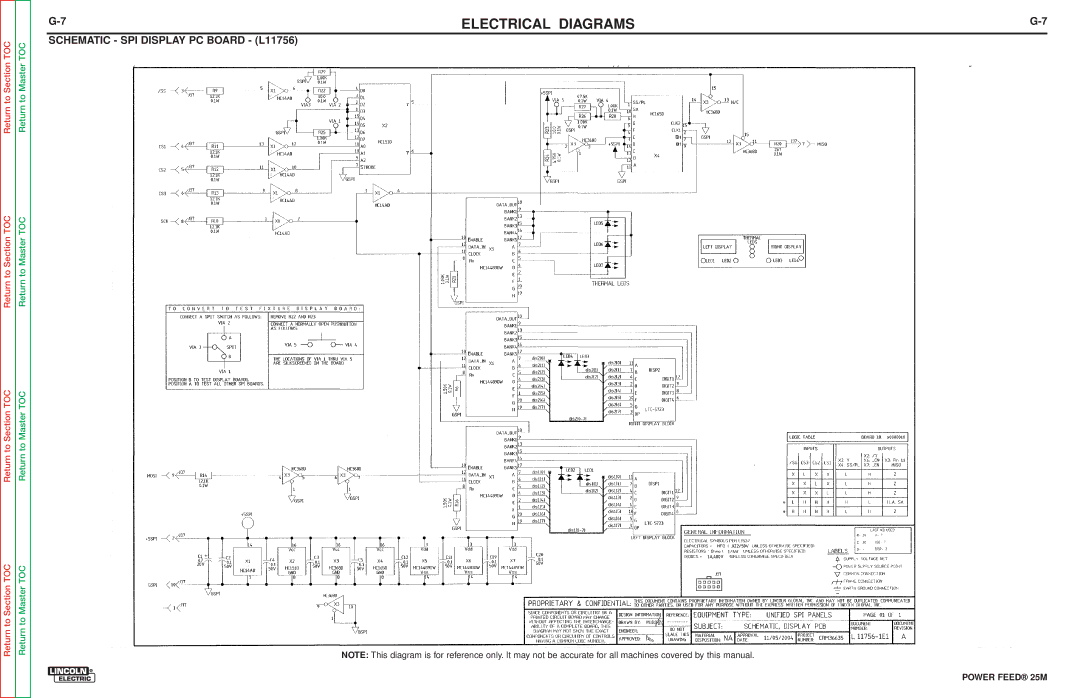 Lincoln Electric SVM185-A service manual Schematic SPI Display PC Board L11756 