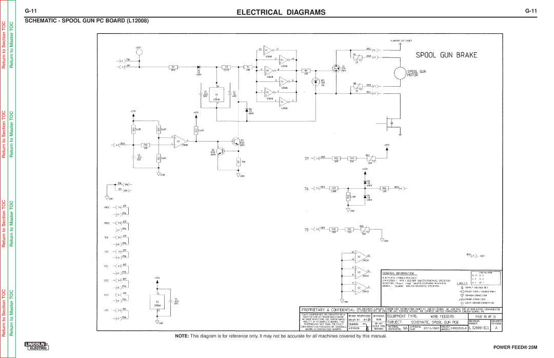 Lincoln Electric SVM185-A service manual Schematic Spool GUN PC Board L12008 