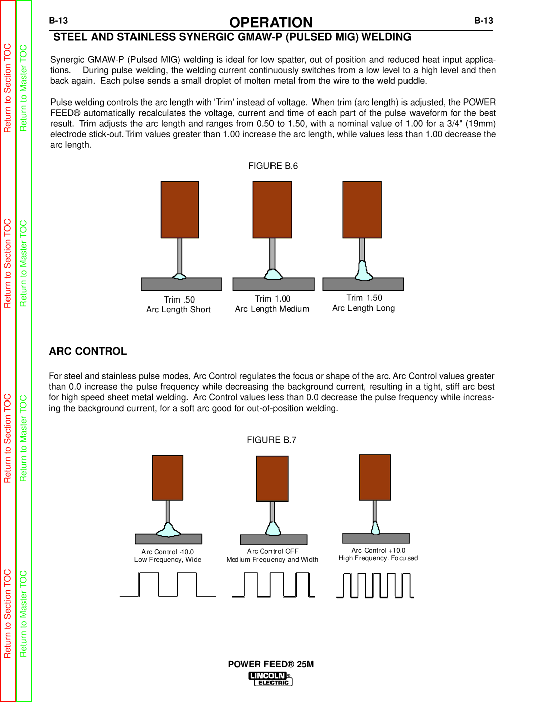 Lincoln Electric SVM185-A service manual Steel and Stainless Synergic GMAW-P Pulsed MIG Welding, ARC Control 