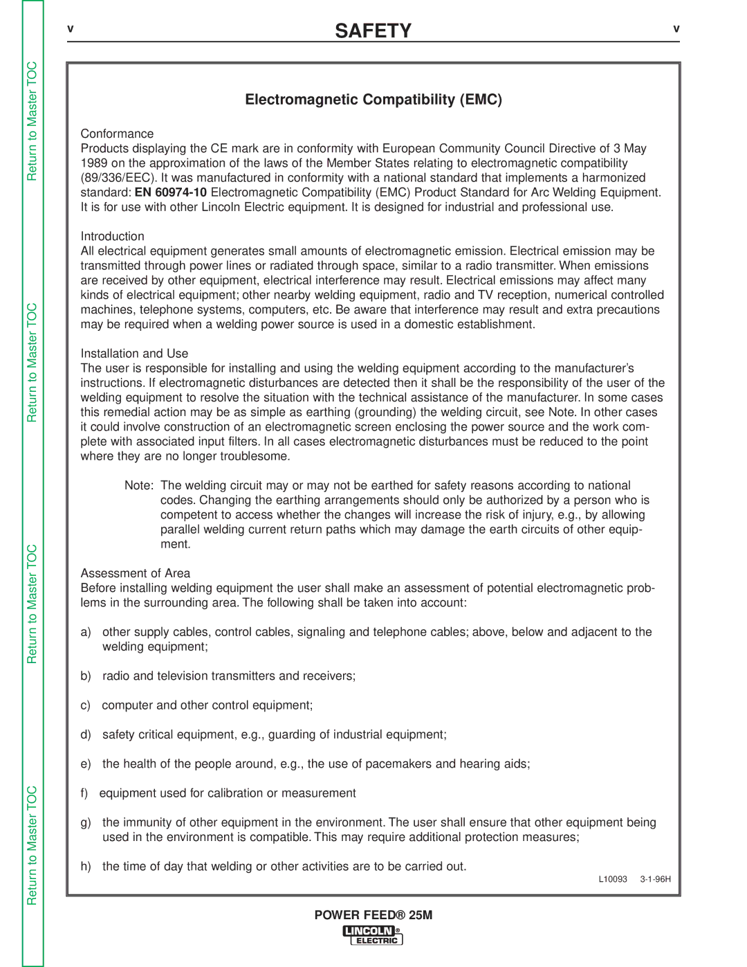 Lincoln Electric SVM185-A service manual Electromagnetic Compatibility EMC 