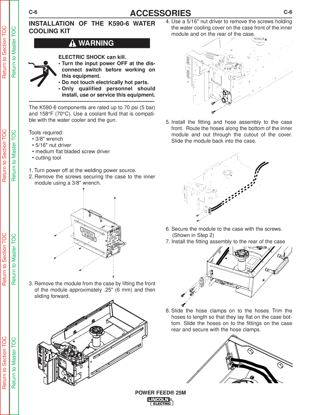 Lincoln Electric SVM185-A service manual Installation, Cooling KIT, Use a 5/16 nut driver to remove the screws holding 