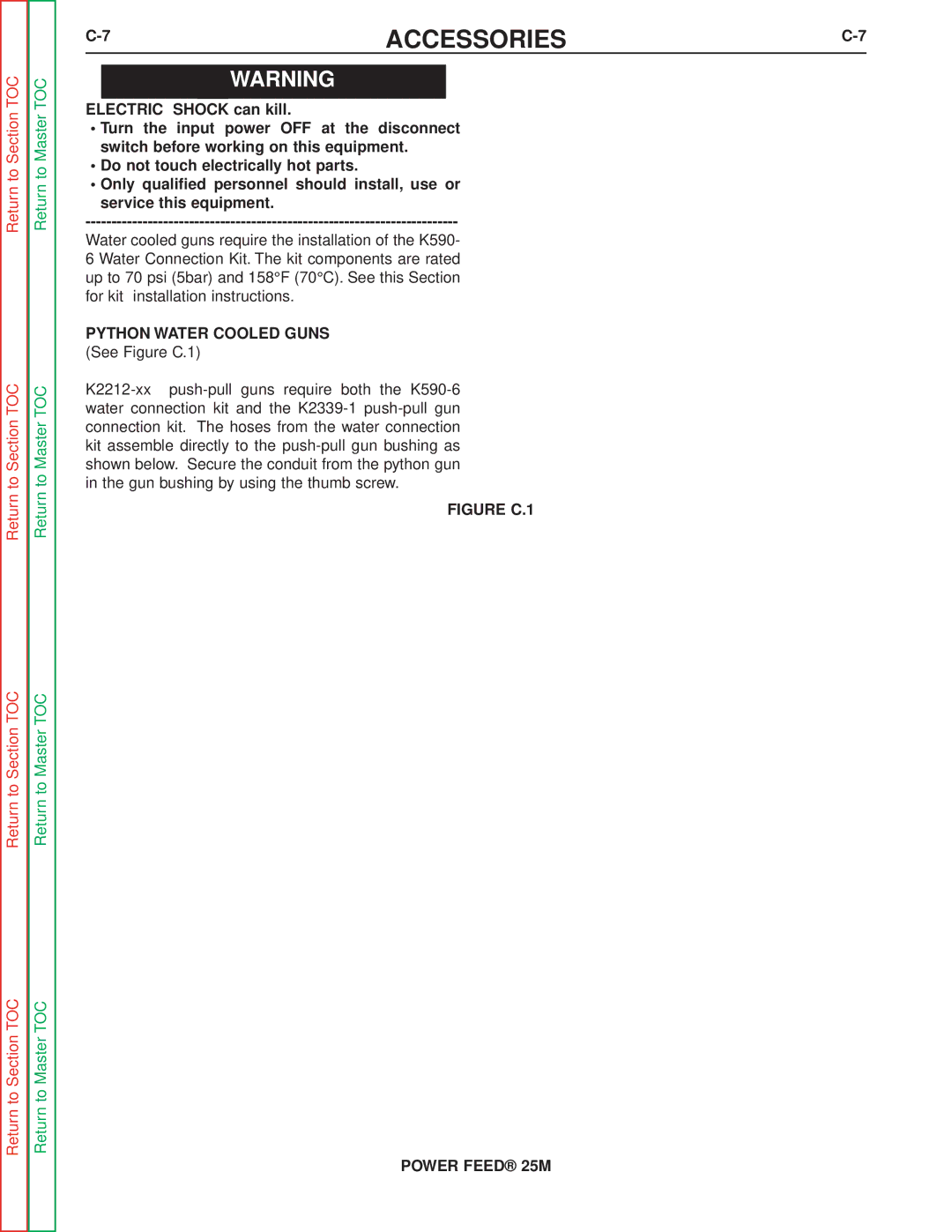 Lincoln Electric SVM185-A service manual Python Water Cooled Guns, Figure C.1 