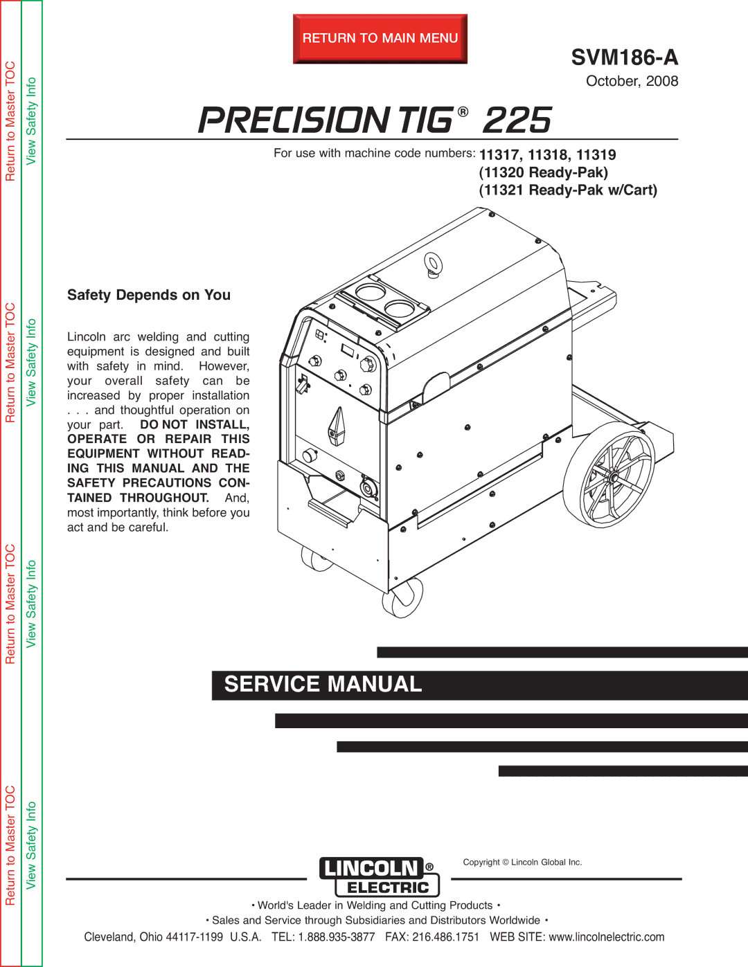 Lincoln Electric SVM186-A service manual Precision TIG 