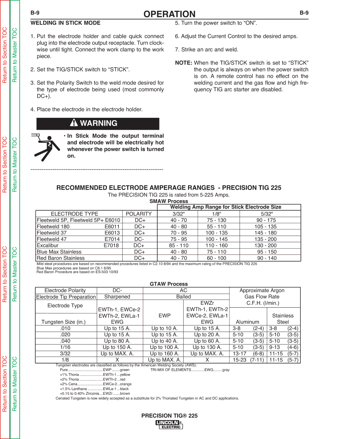 Lincoln Electric SVM186-A service manual Welding in Stick Mode, Turn the power switch to on 