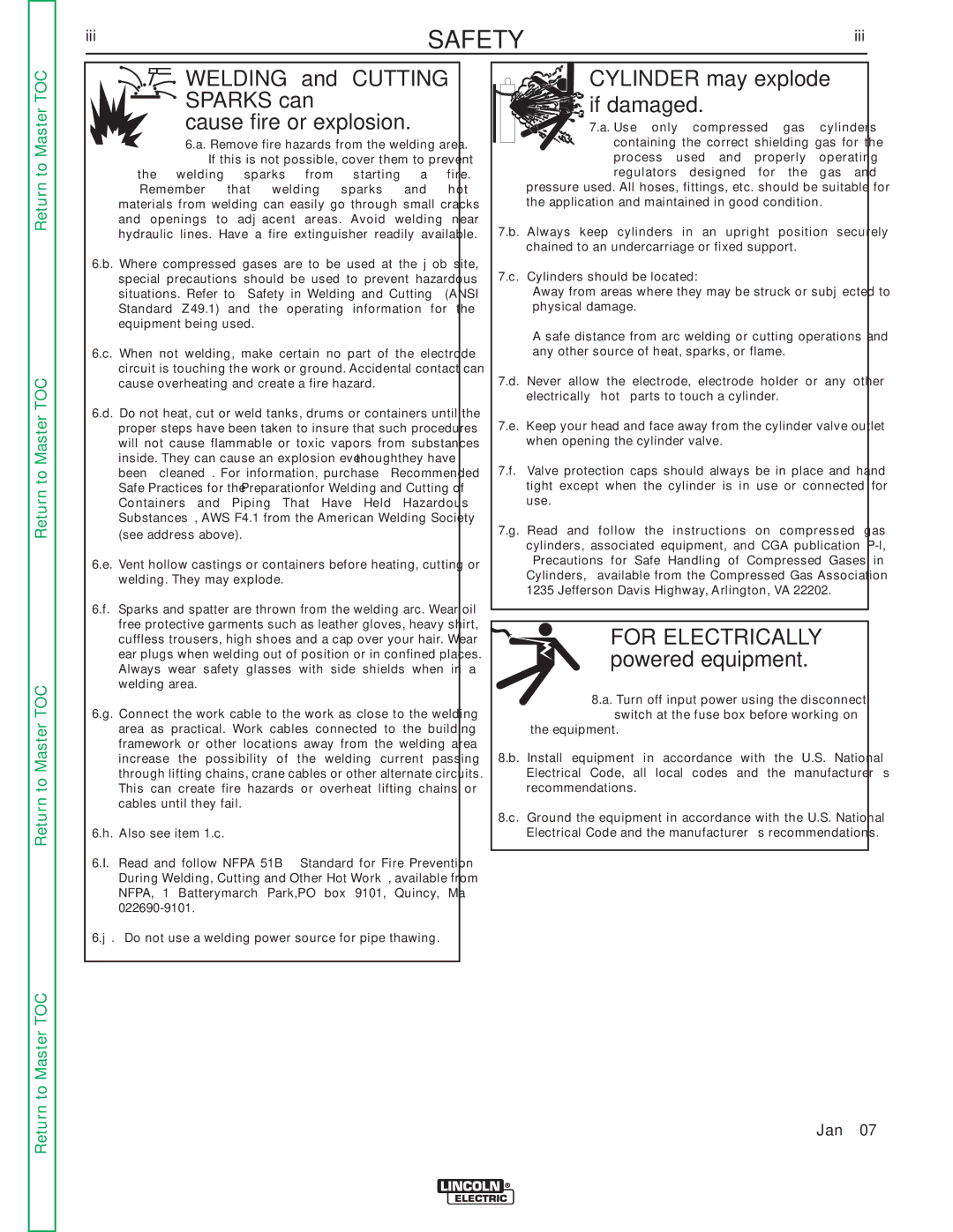 Lincoln Electric SVM186-A service manual For Electrically, Powered equipment 