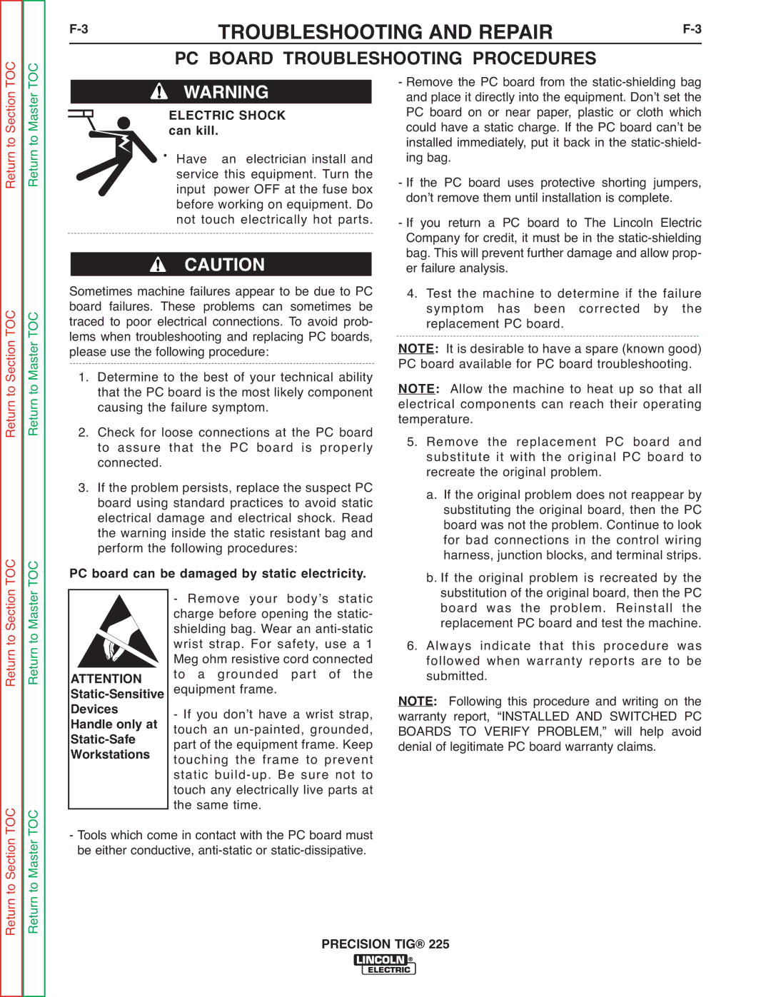 Lincoln Electric SVM186-A service manual PC Board Troubleshooting Procedures, Workstations 