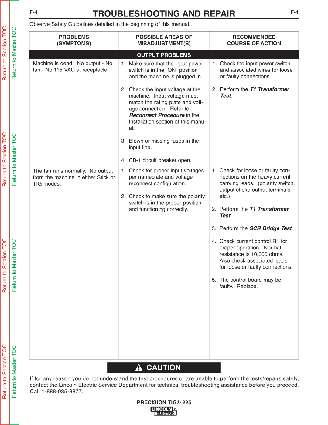 Lincoln Electric SVM186-A service manual Perform the T1 Transformer 