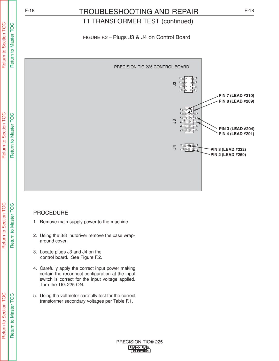 Lincoln Electric SVM186-A service manual T1 Transformer Test 