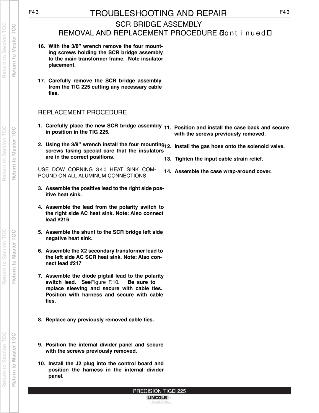 Lincoln Electric SVM186-A service manual Replacement Procedure 