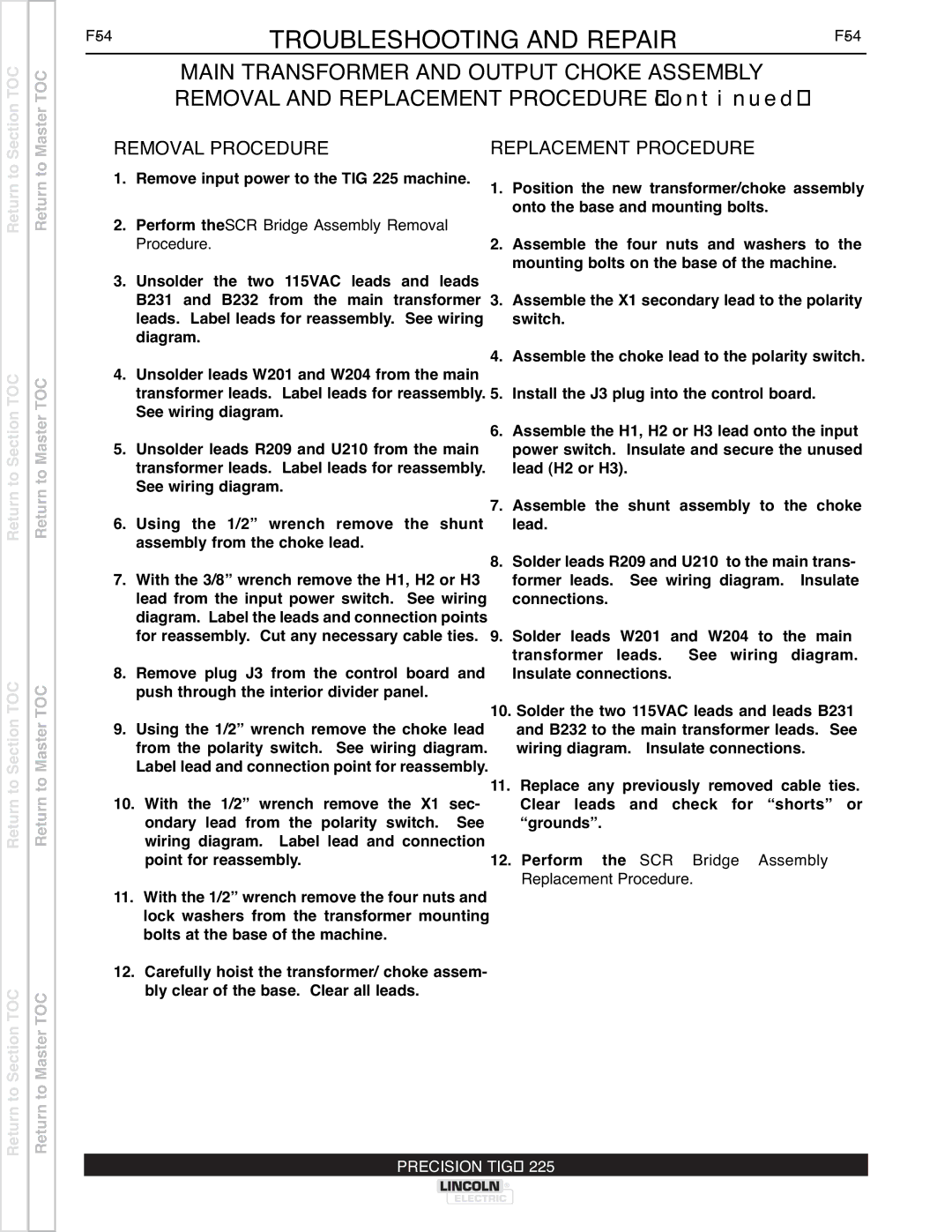 Lincoln Electric SVM186-A service manual Perform the SCR Bridge Assembly Replacement Procedure 